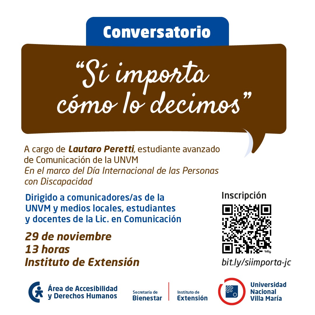 Flyer charla comunicación y discapacidad. 